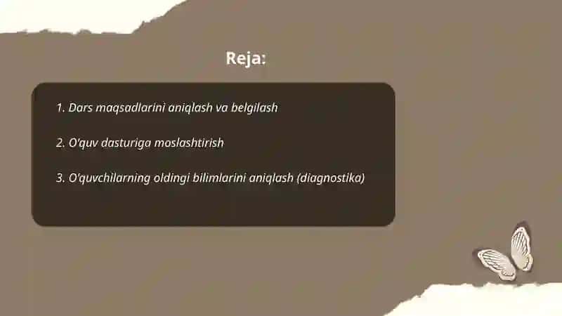 Darsni tashkil qilishga tayyorgarlik 2