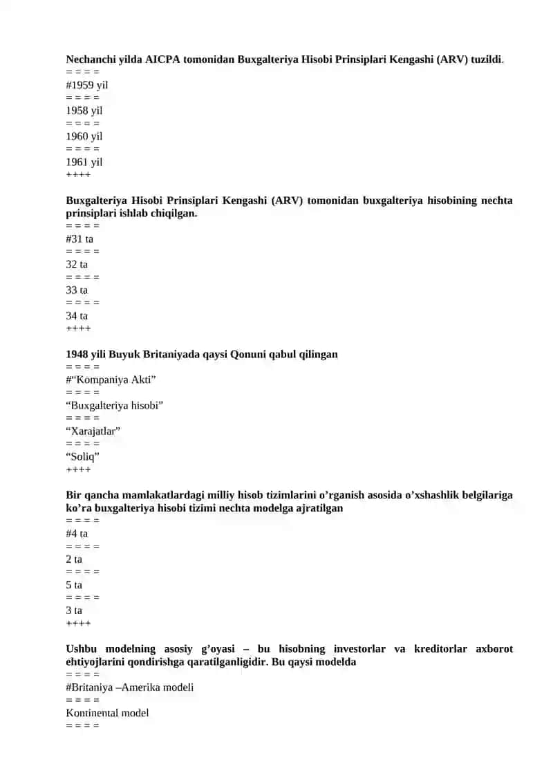MOLIYAVIY HISOBOTNING XALQARO STANDARTLARi fanidan TEST SAVOLLARI 2