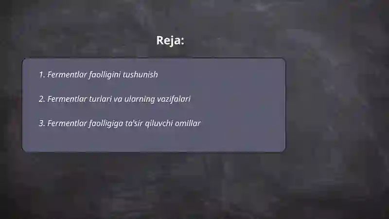 Fermentlar faolligini boshqarish 2