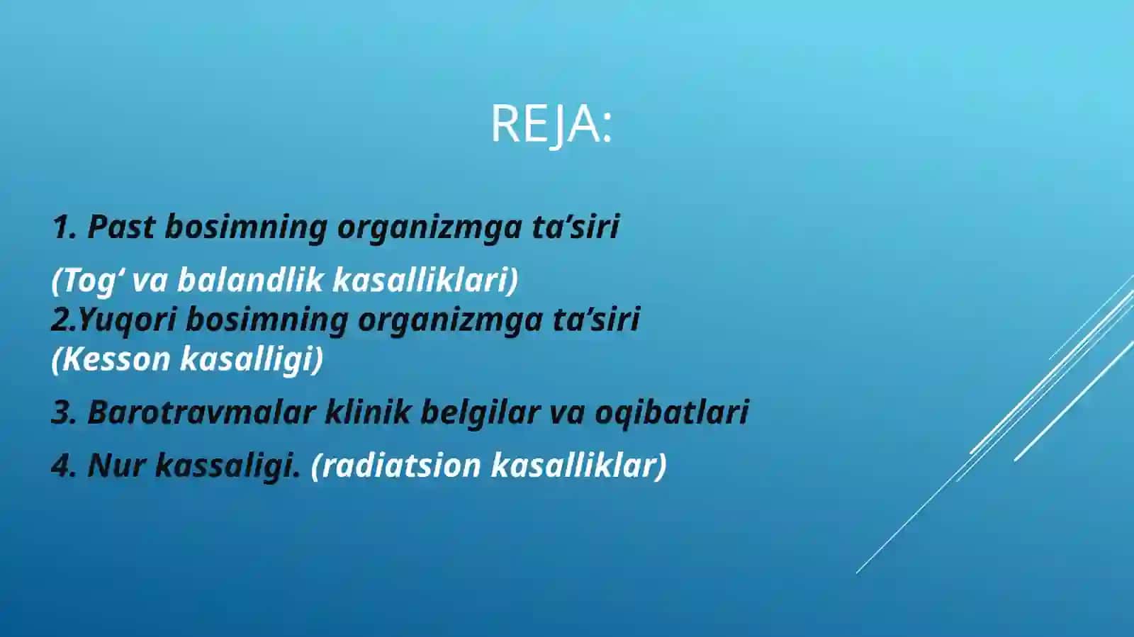 Yuqori va past bosimning organizmga ta'siri patofiziologiyasi 2