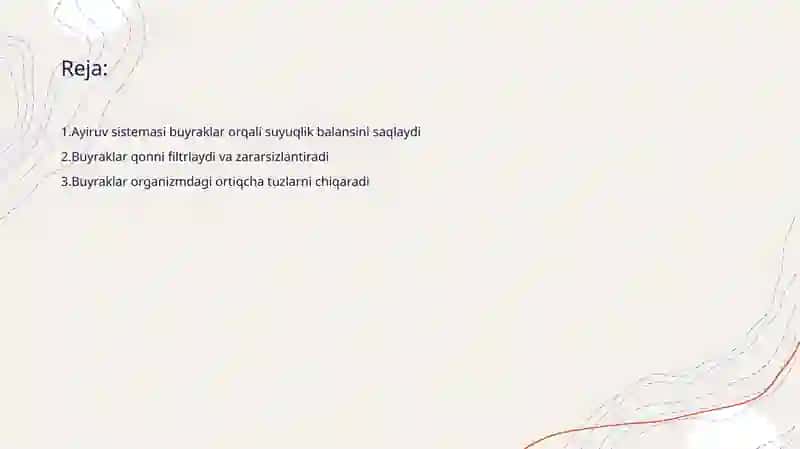 Ayiruv sistemasi. Buyraklar fiziologiyasi 2