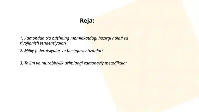 Kamondan O'q Otish sport turini hozirgi vaqtdagi Rivojlanishi 2
