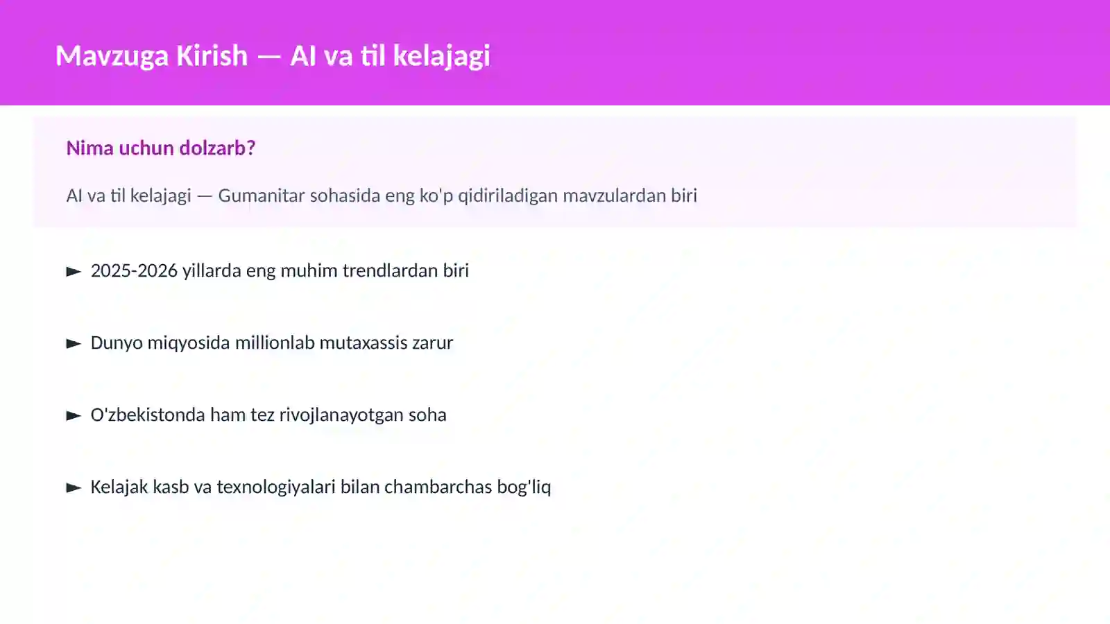 AI va til kelajagi 2