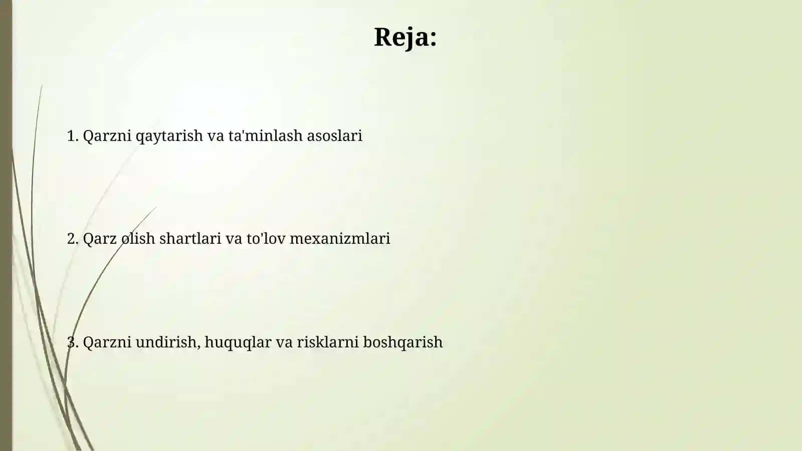 Kreditning qaytariluvi chanligi va uning ta'minlanganligi 2