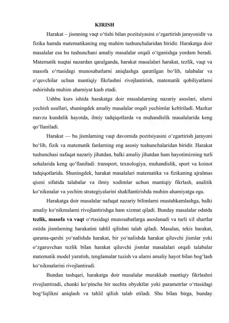“HARAKATGA DOIR MASALALAR” 2