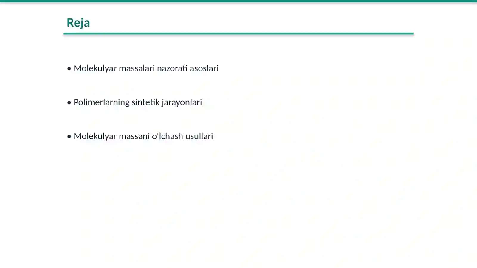 Mоlеkulyar massalari nazorati asoslari 2