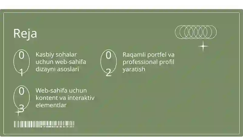 Kasbiy sohalari bo'yicha Web-sahifa yaratish 2