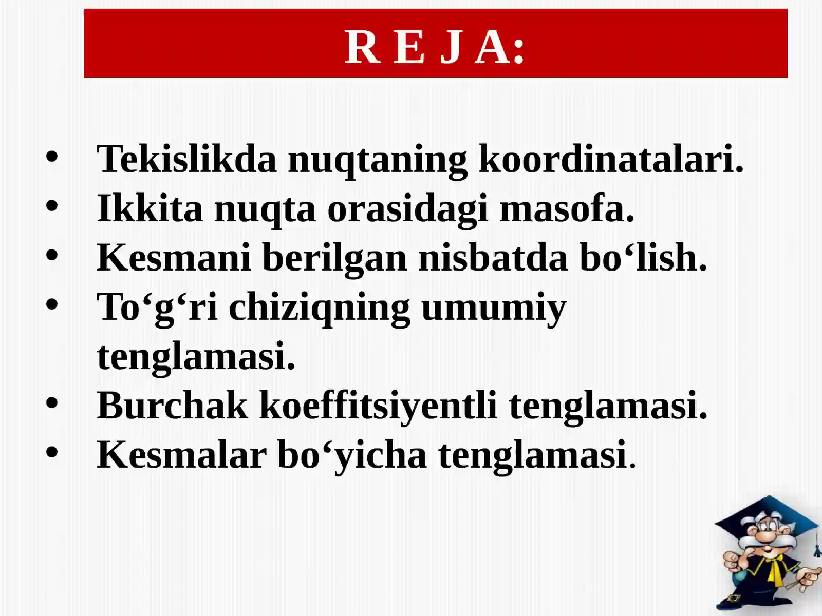 Tekislikda koordinatalar sistemasi 2