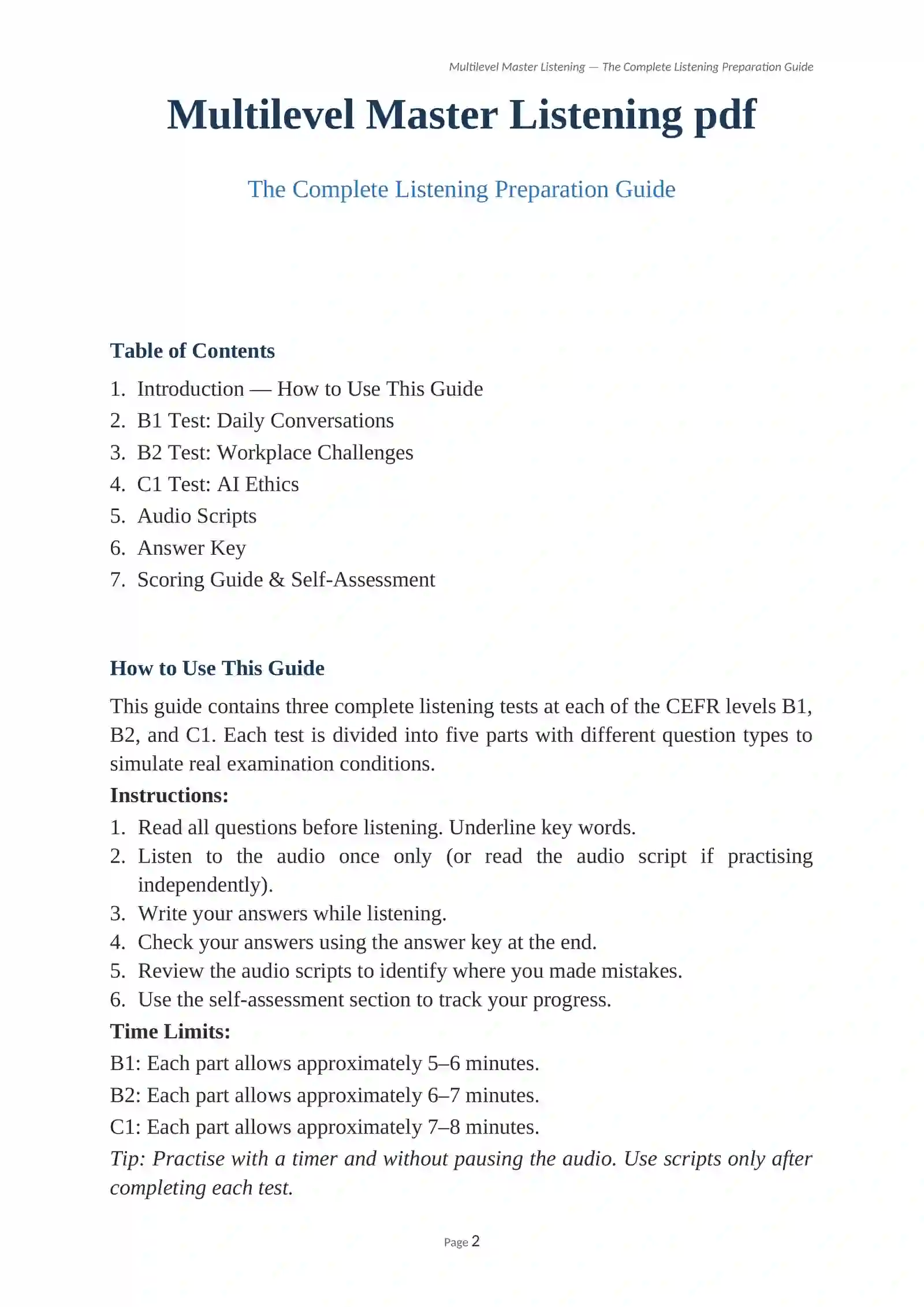 Multilevel Master Listening — The Complete Listening Preparation Guide 2