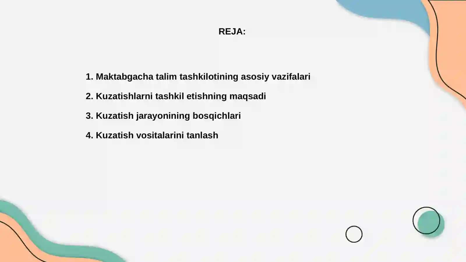 Kuzatishlarni tashkil etish va boshqarish 2