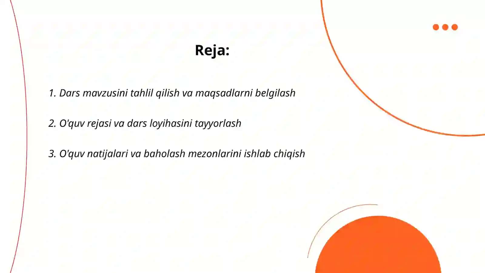 Nazariy va amaliy mashg'ulotlar mavzusilariga tayyorgarlik koʻrish 2