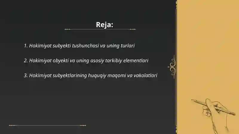 Hokimiyatning subyekti va obyekti ularning funksiyalari bolinishi haqida 2