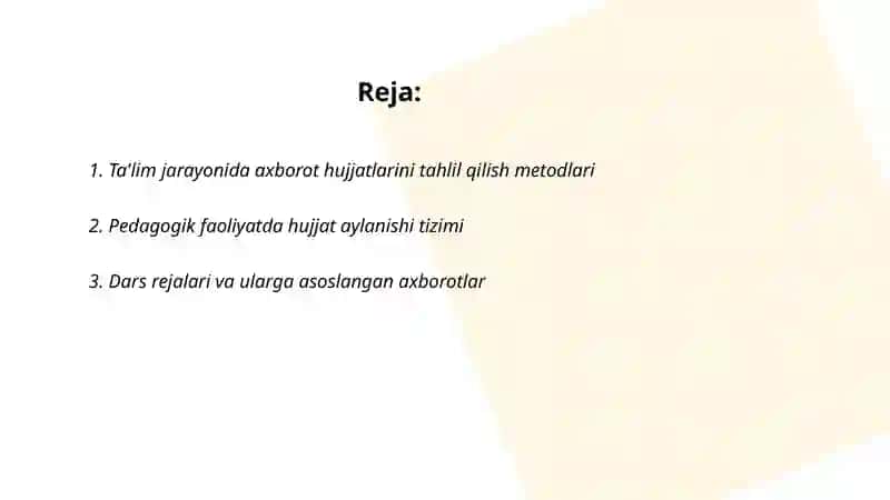Pedagogik faoliyat bilan bogʻliq ma'lumot-axborot hujjatlari ustida ishlash 2