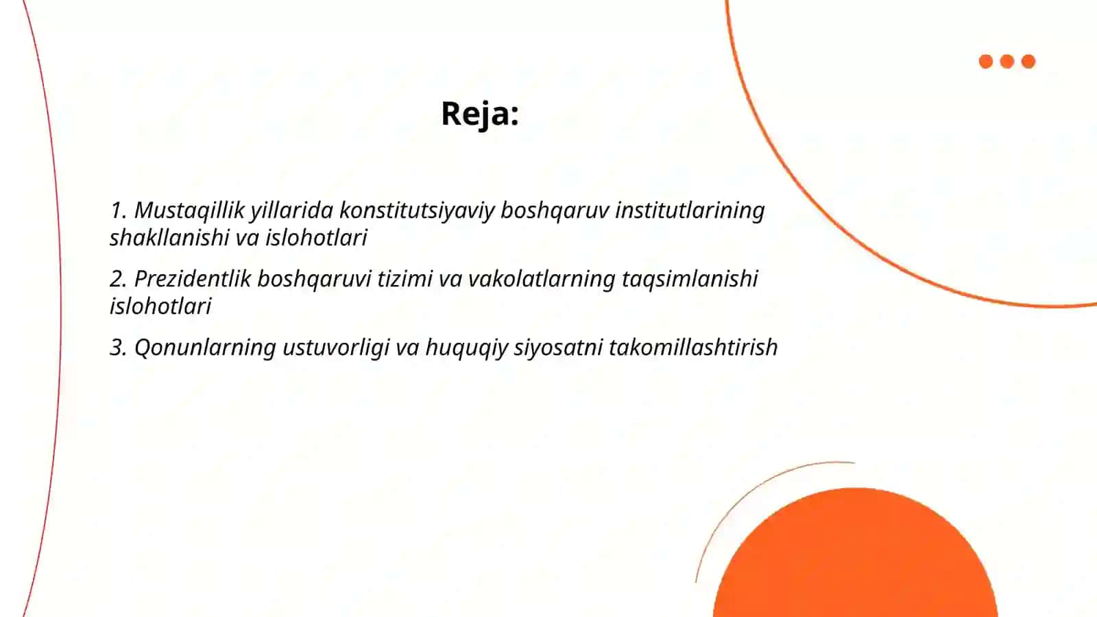 Mustaqillik yillarida davlat boshqaruvi tizimida amalga oshirilgan islohotlar 2