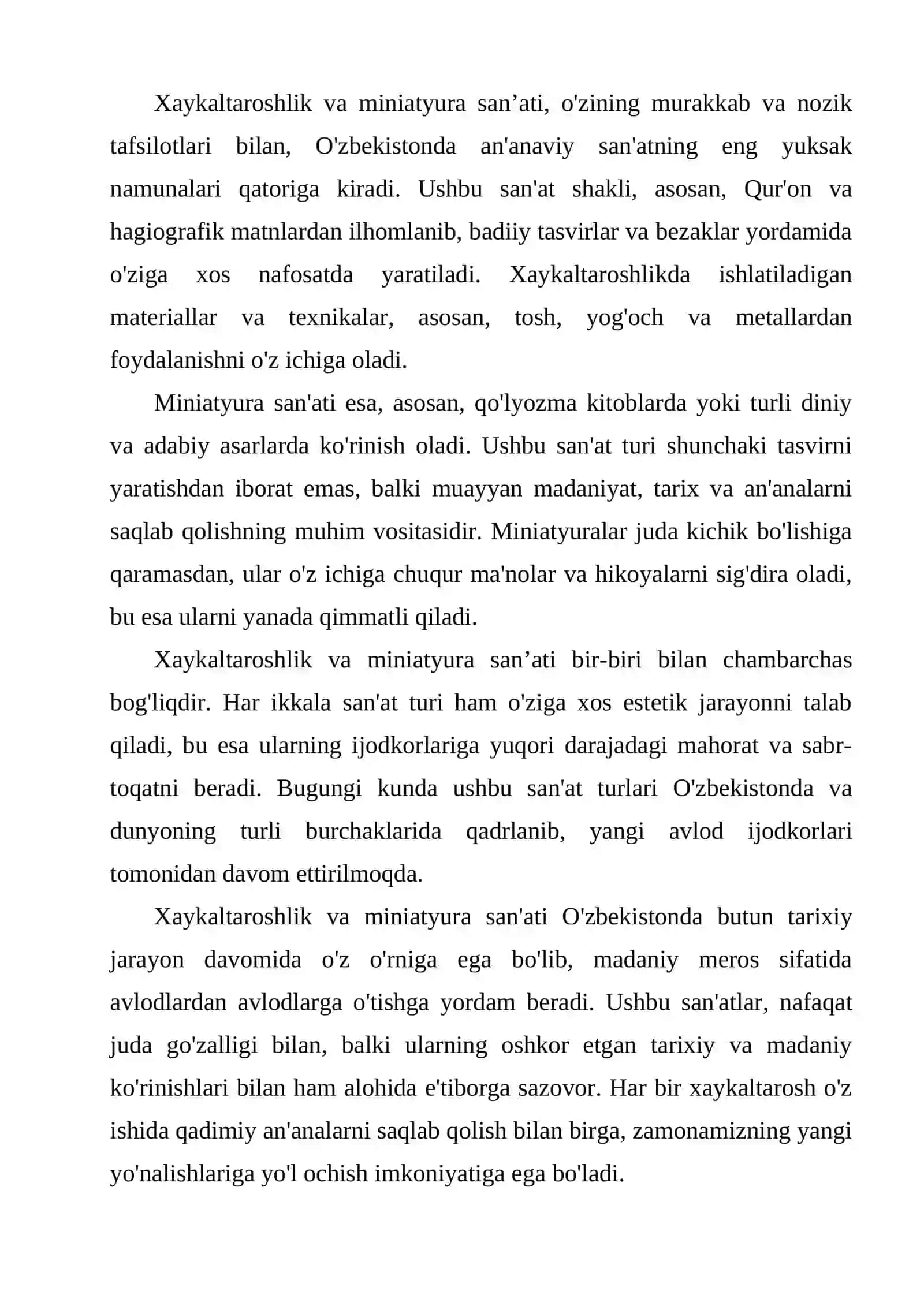 Xaykaltaroshlik va miniatyura san’ati 2