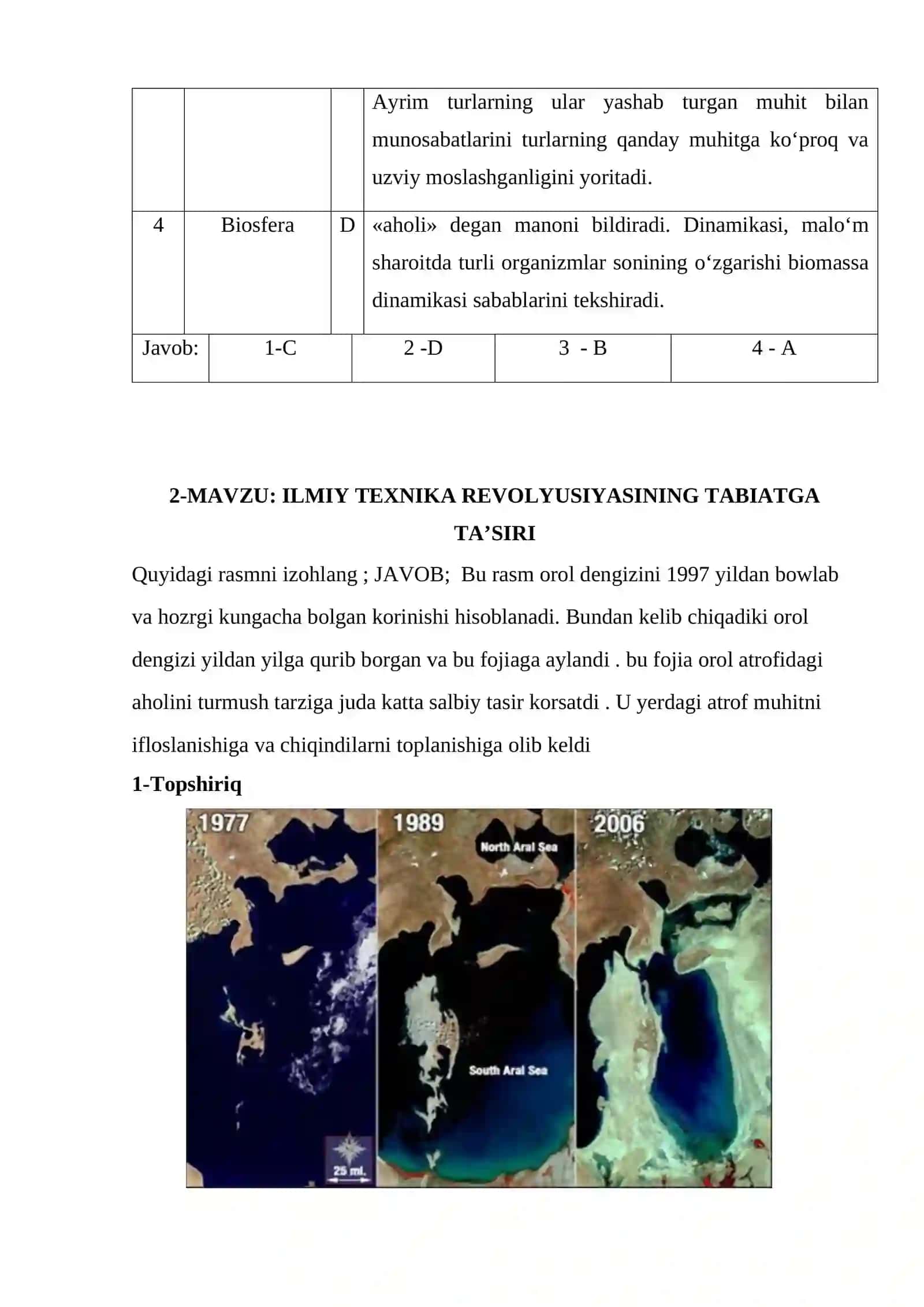 EKOLOGIYA VA ATROF MUHIT MUHOFAZASI FANIDAN MUSTAQIL TA’LIM MASHG‘ULOTLARI 2