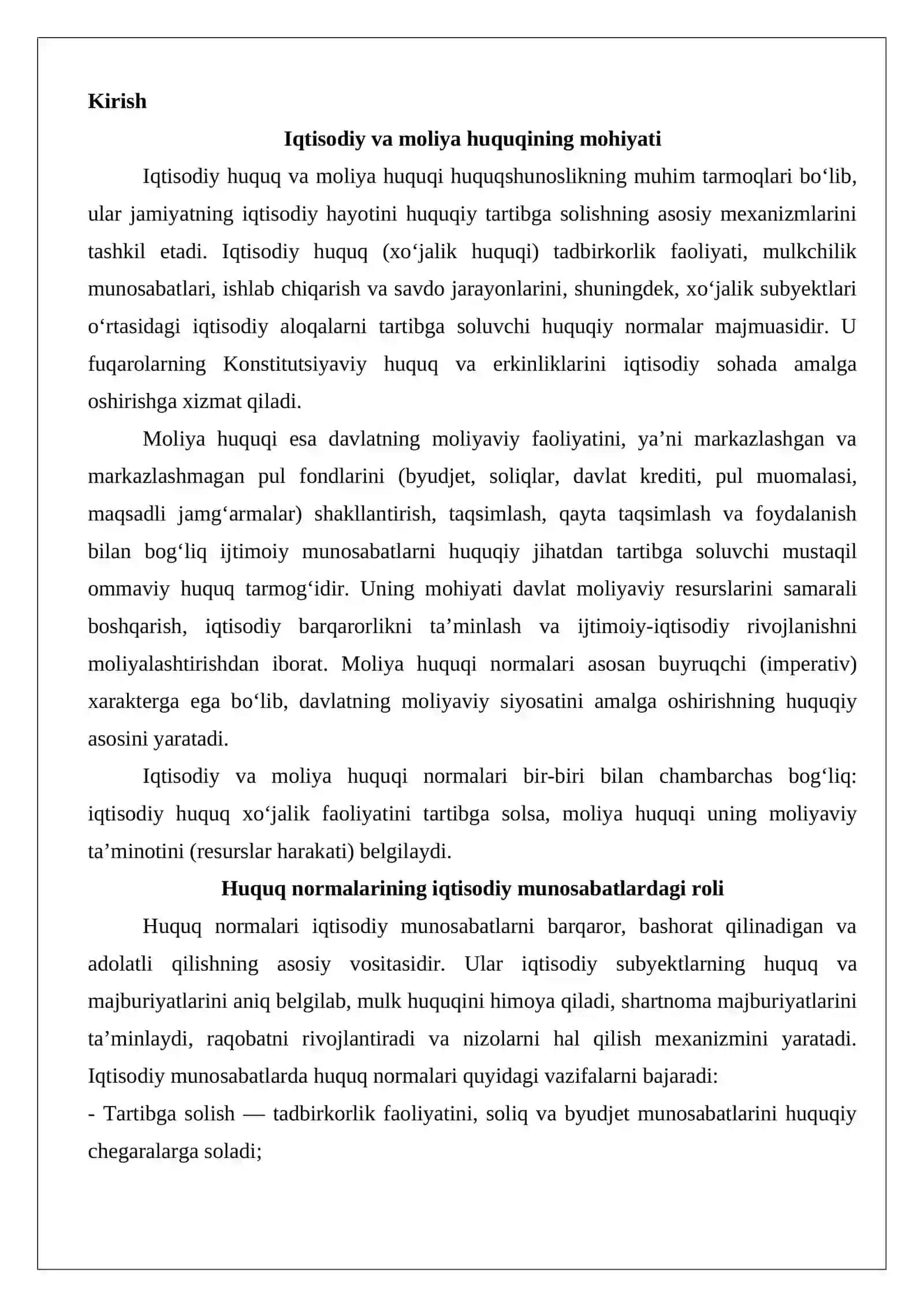 Iqtisodiy va moliya huquqi normalarining tuzilishi 2