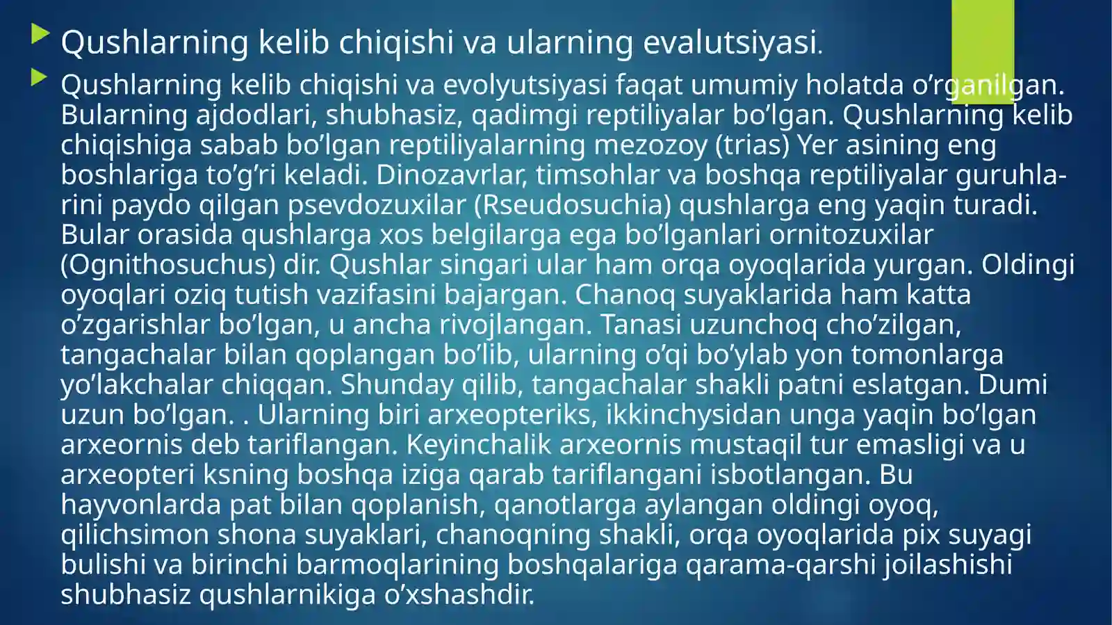 Qushlarning kelib chiqishi va evolyutsiyasi 2