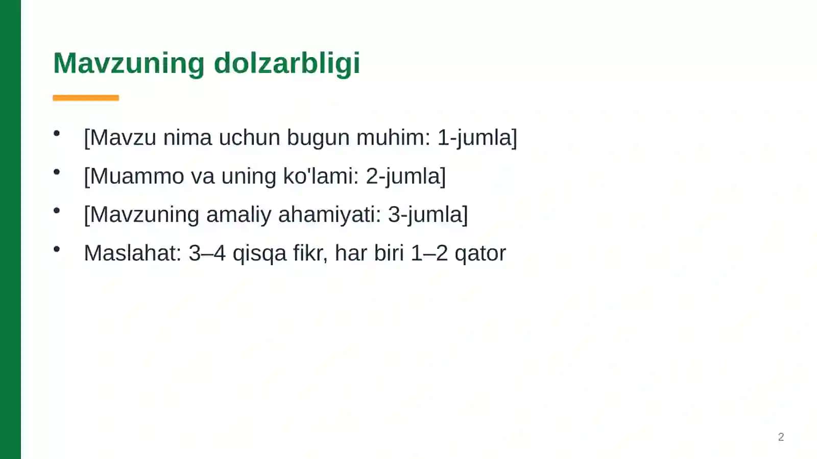 Kurs ishi / bitiruv ishi mavzusi 2