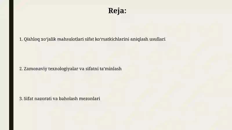 Qishloq xoʻjalik mahsulotlari sifat koʻrsatkichlarini aniqlash usullari 2