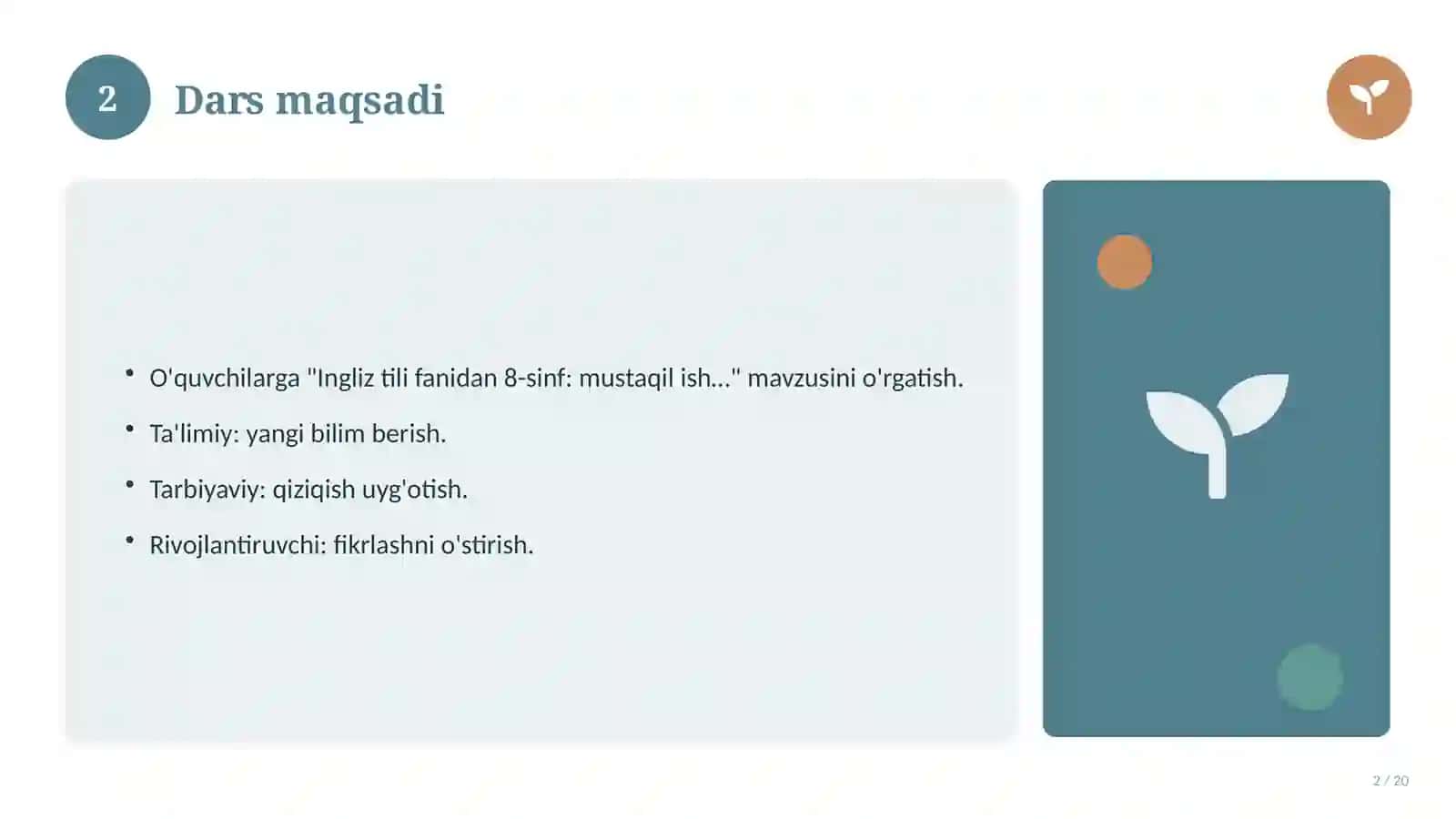 Ingliz tili fanidan 8-sinf: mustaqil ish topshiriqlari 2