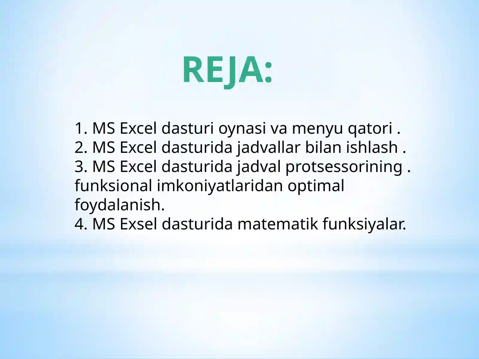 MS Excel 2