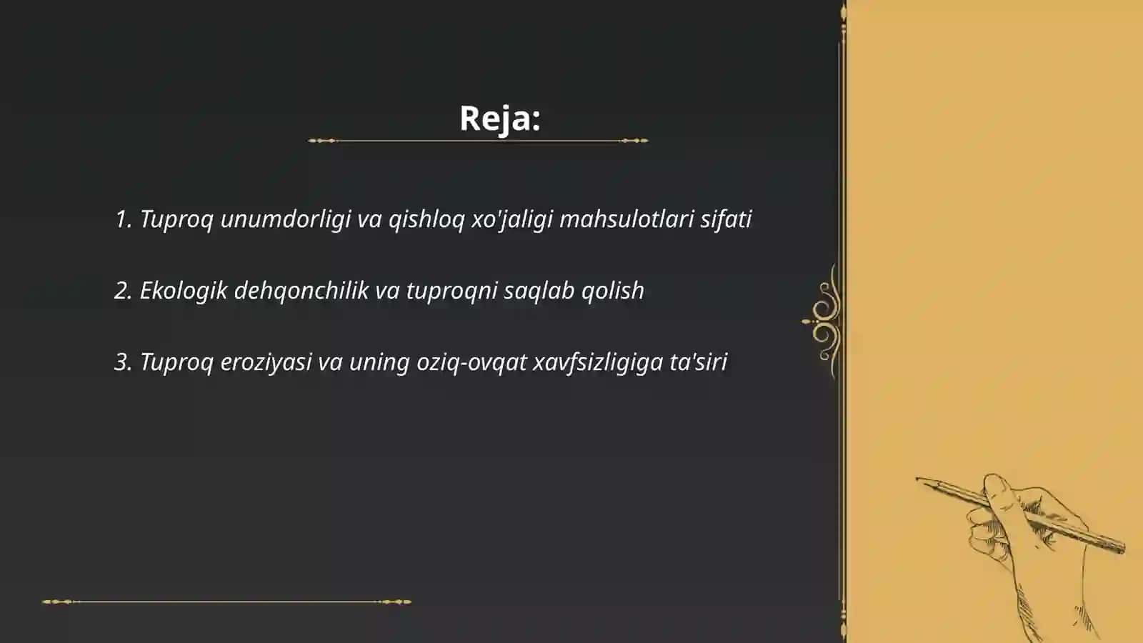 Tuproq unumdorligi va qishloq xo'jaligi mahsulotlari sifati 2