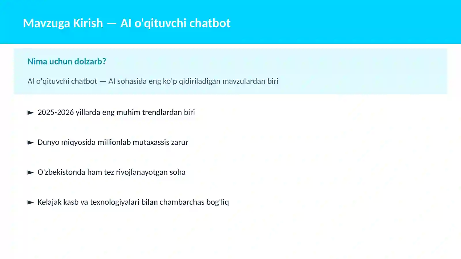 AI o'qituvchi chatbot 2