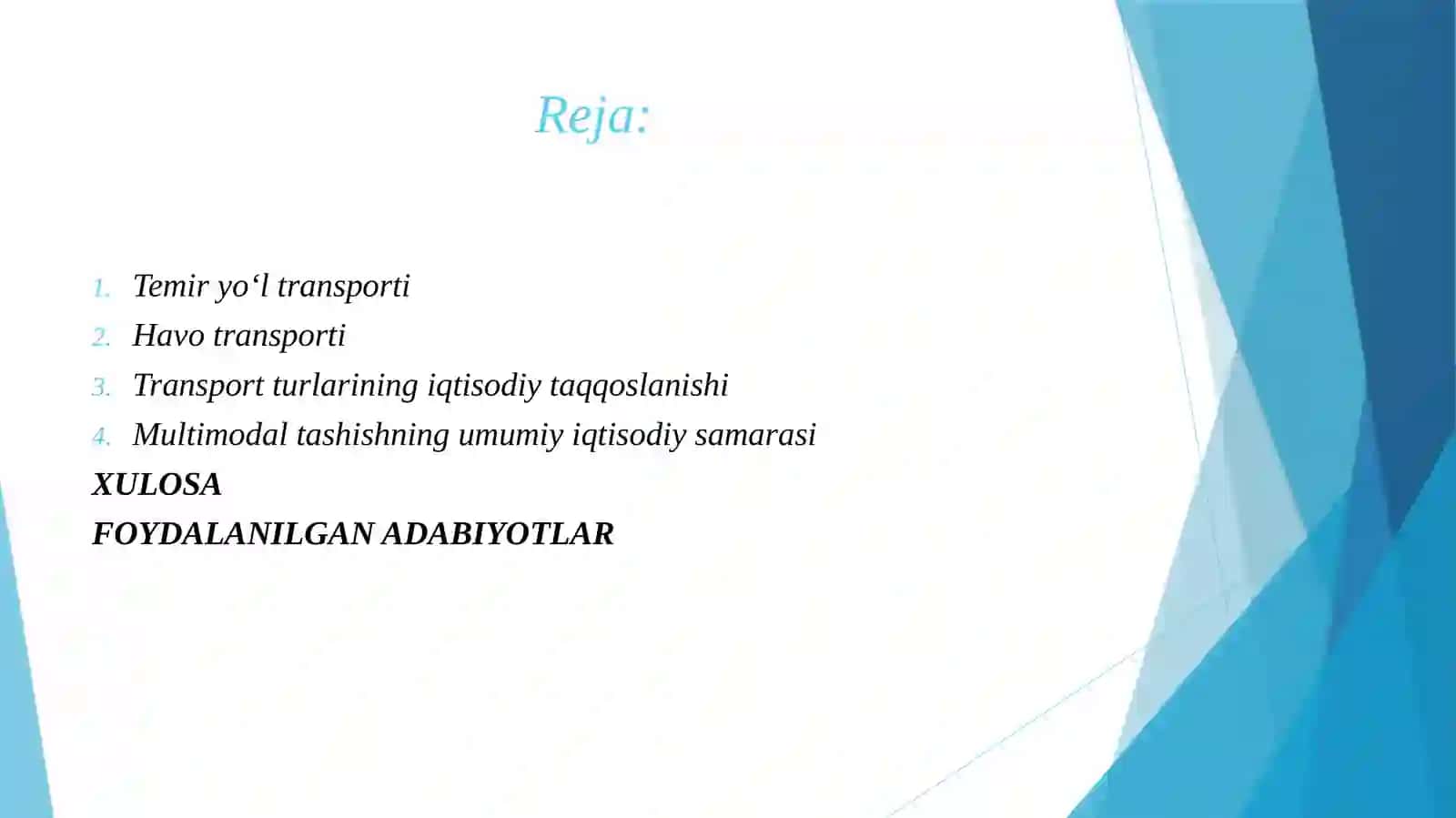 Multimodal tashishlarda transport turlarini iqtisodiy jihatdan taqqoslash 2