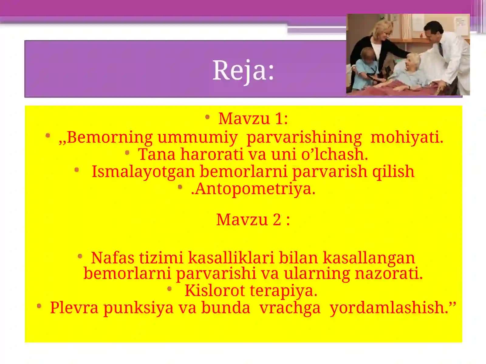 Bemorlar parvarishi Tibbiyot 2