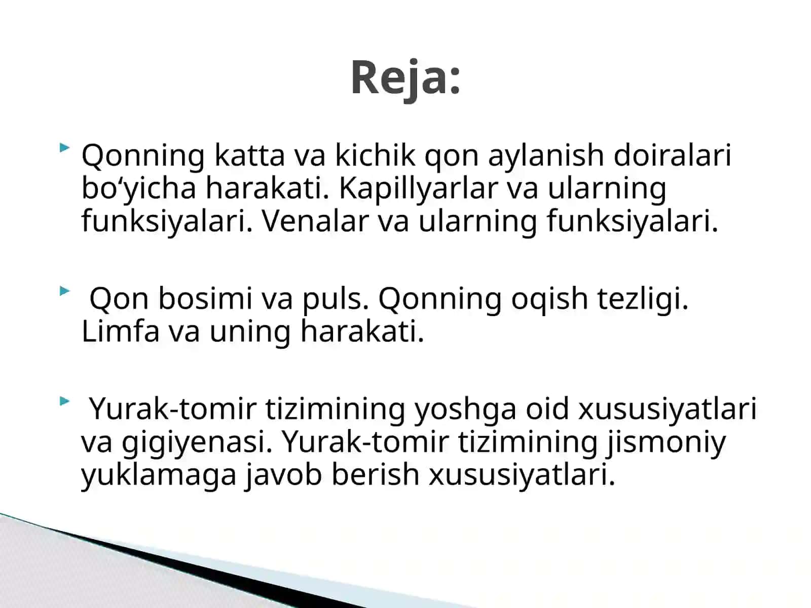 Qon va qonaylanish tizimining yosh xususiyatlari va gigiyenasi 2