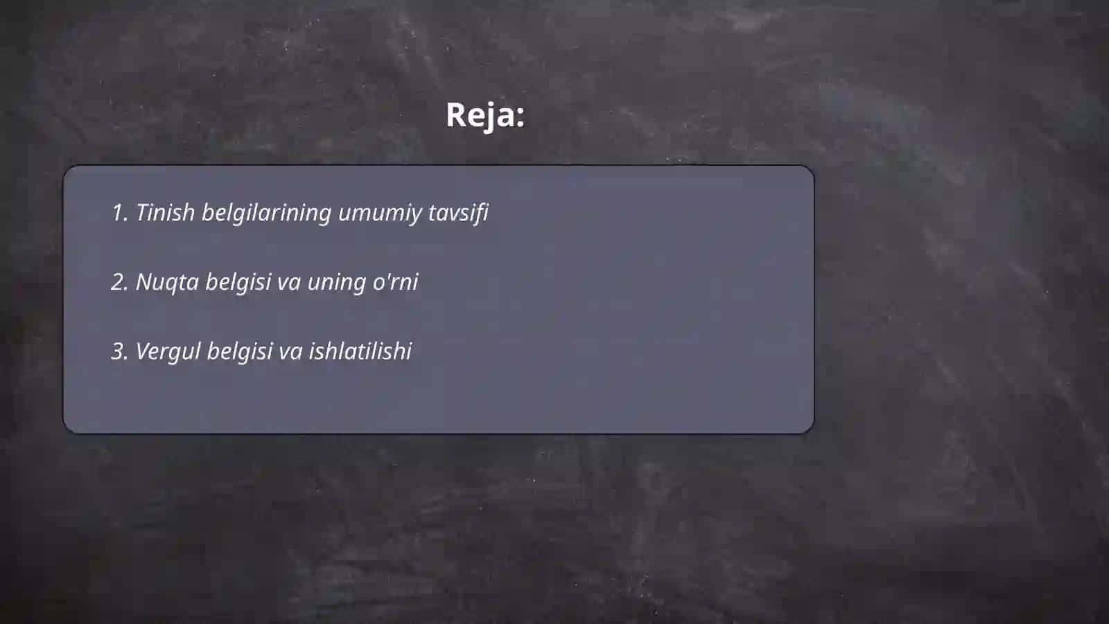 Tinish belgilarining qoʻllanishi oʻrniga koʻra turlari 2
