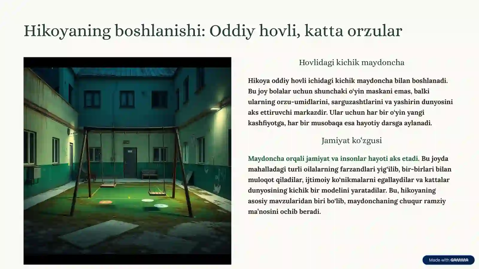Hovlidagi maydoncha hikoyasi 2