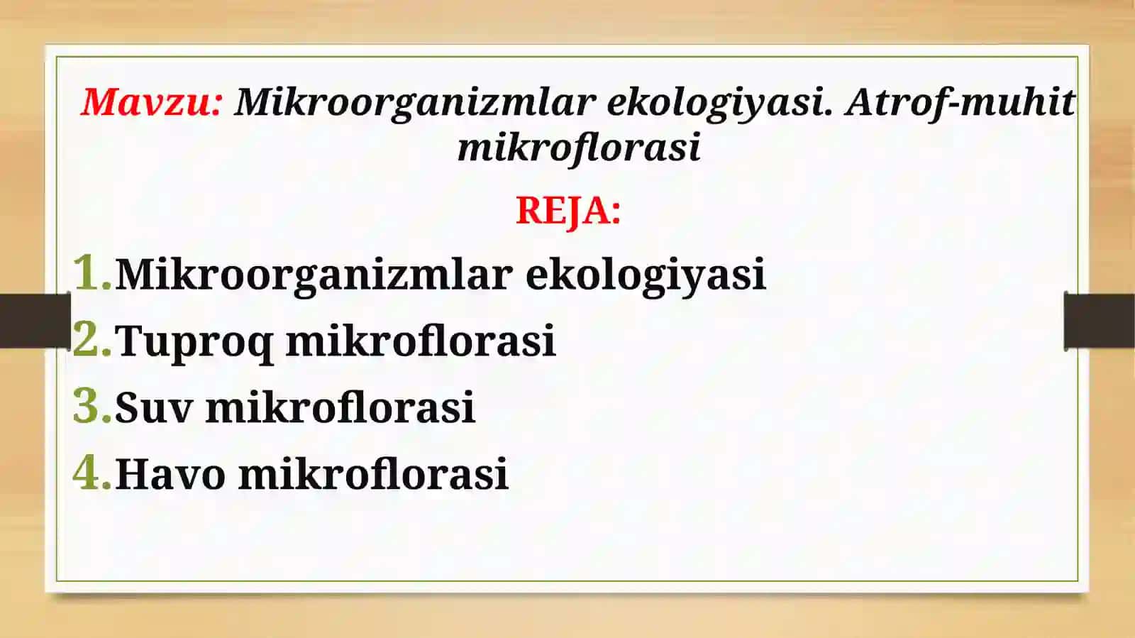 Mutalipova Husnidanining mikrobiologiya fanida tayyorlagan prezentatsiyasi 2
