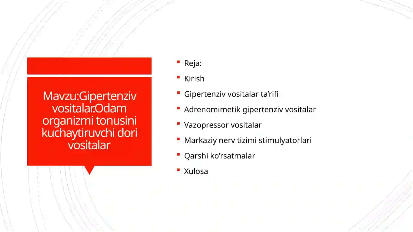 Slaydlar to'plami gipertenziv vositalar haqida 2