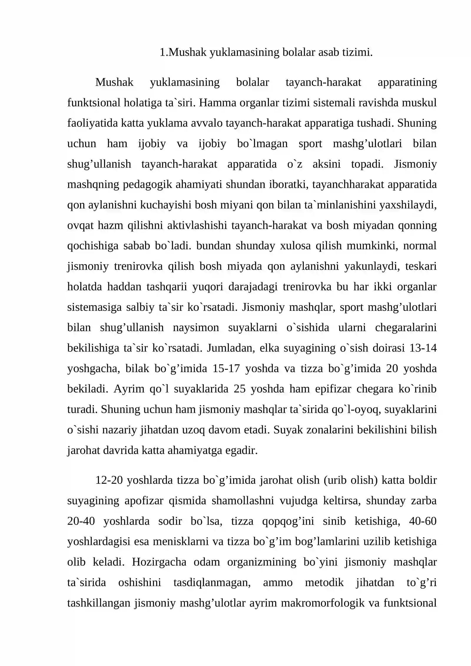 MUSHAK YUKLAMASINING BOLALAR ASAB TIZIMI VA TAYANCH HARAKAT APPARATINING FUNKSIONAL HOLATLARI 2