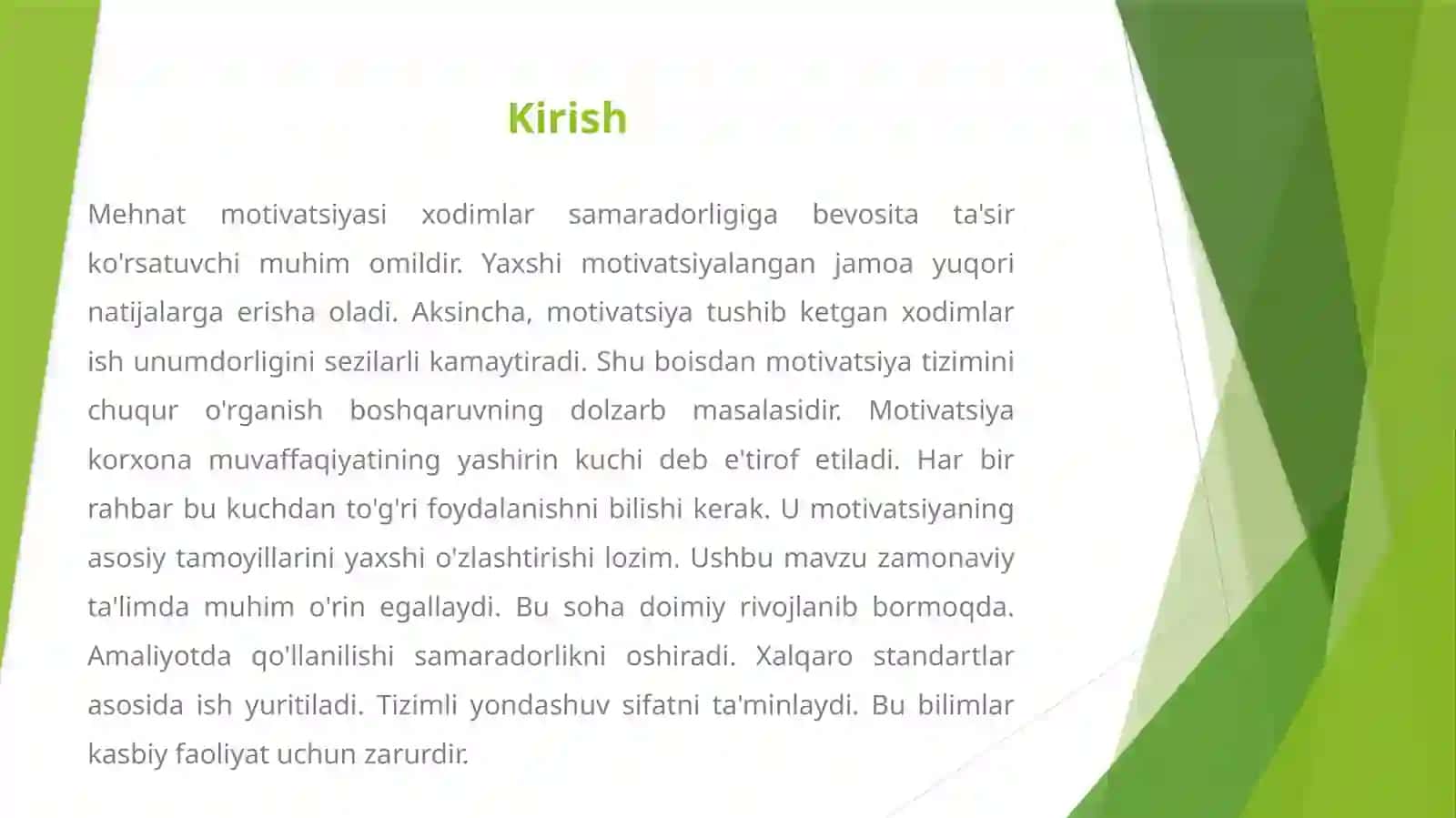 MEHNAT MOTIVATSIYASI VA XODIMLAR SAMARADORLIGI 2