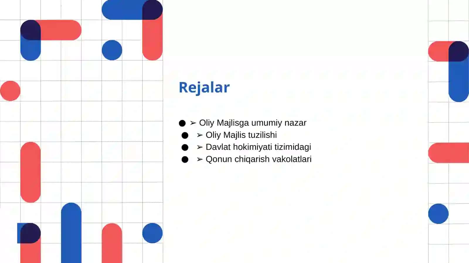 OLIY MAJLISNING DAVLAT HOKIMIYATI TIZIMIDAGI O`RNI VAZIFASI 2