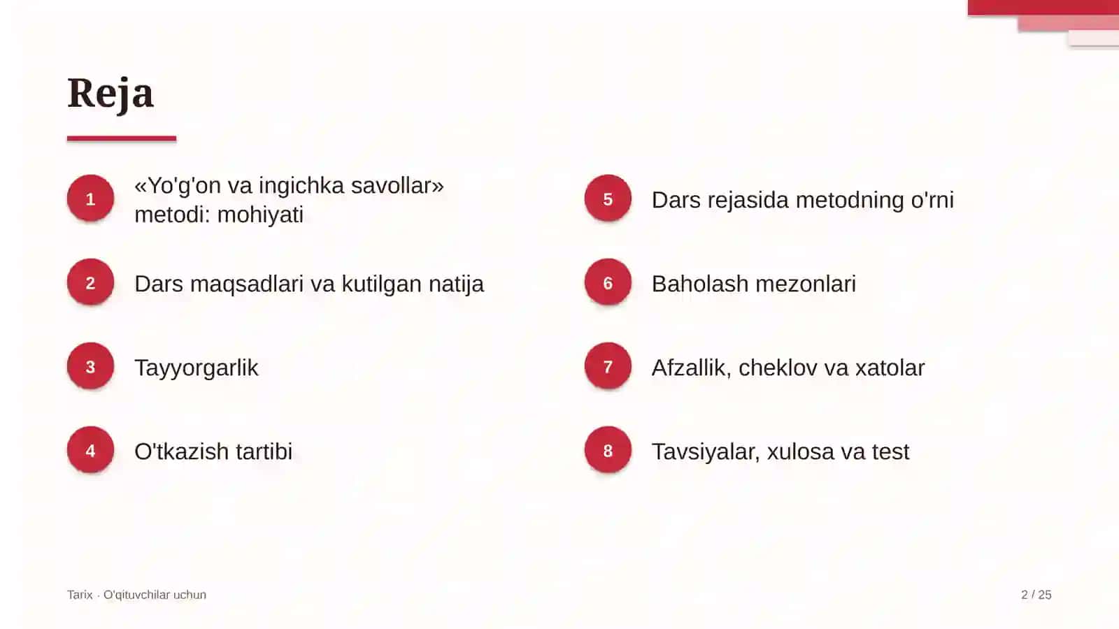 tarix darslarida yo'g'on va ingichka savollar metodidan foydalanish 9346 2
