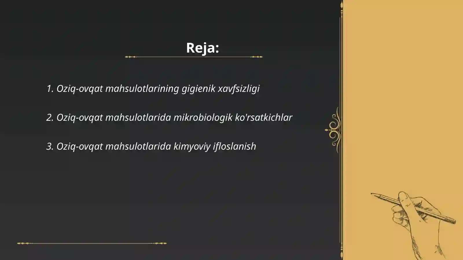 Ovqat mahsulotlari sinfini gigienik baholash 2