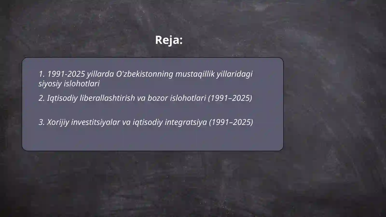 1991-2025 yil O'zbekiston va jahon taraqqiyoti 2