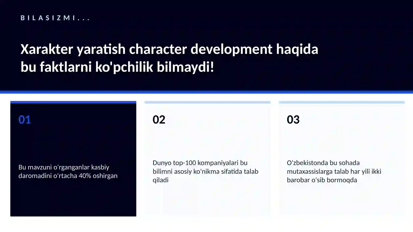 Xarakter yaratish character development 2