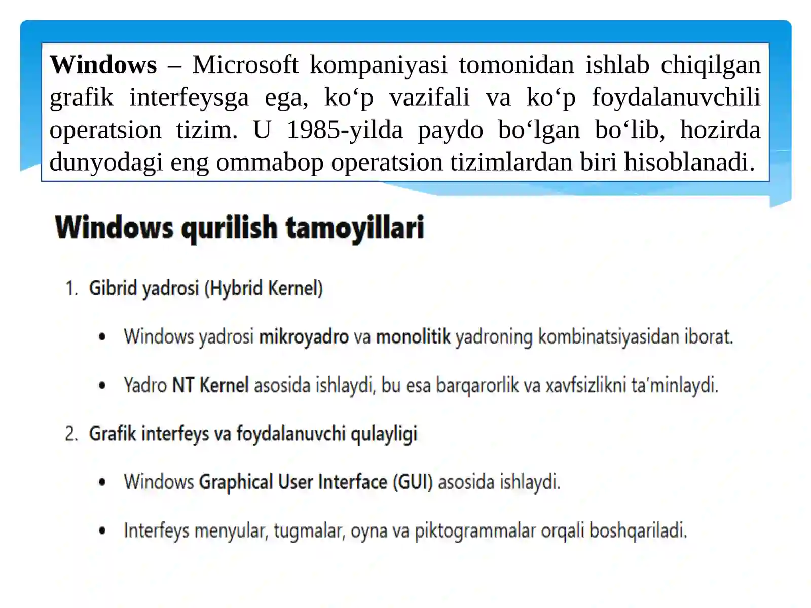 Windows operatsion tizimi 2