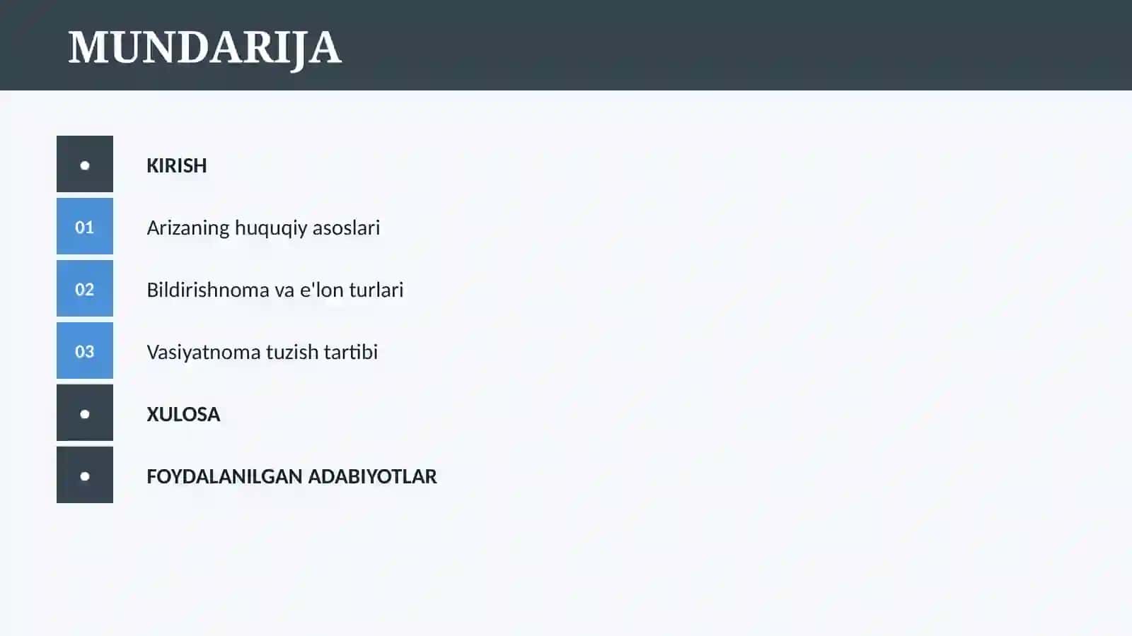 ARIZA, BILDIRSHINOMA, E'LON VA VASIYATNOMA 2