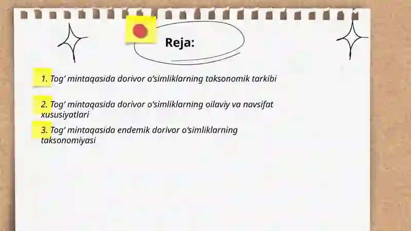 Togʻ mintaqasida tarqalgan dorivor oʻsimliklar taksanomiyasi 2