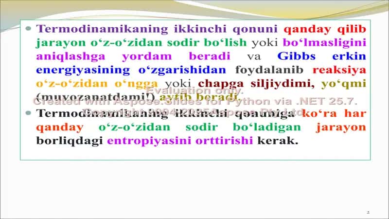 Gibbs va Gelmgols energiyalari 2