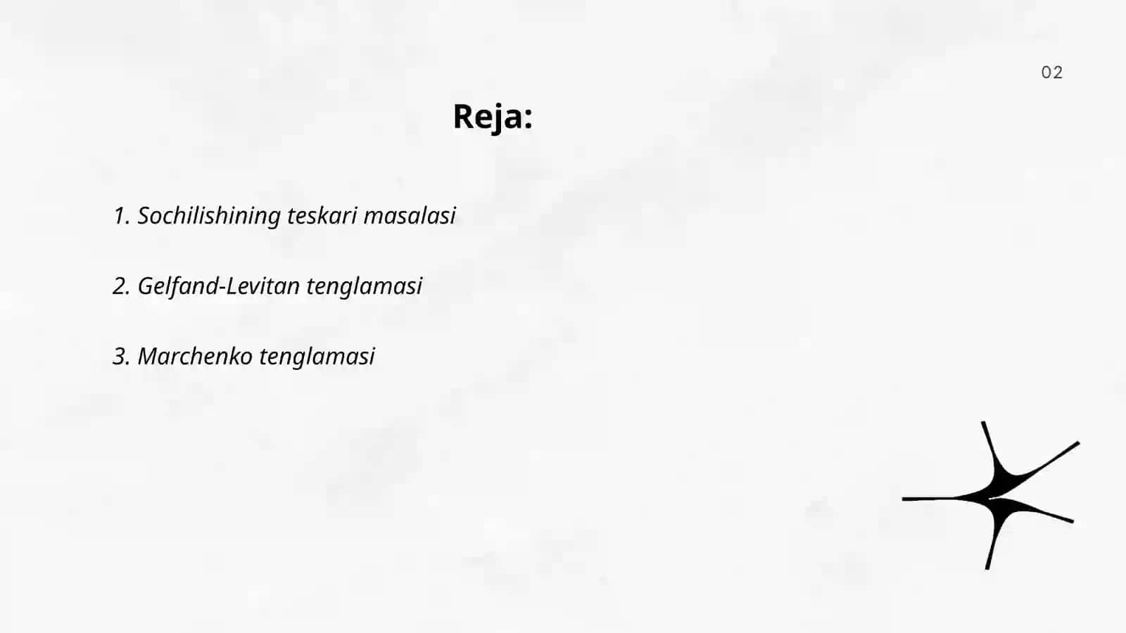 Sochilishining teskari masalasi metodi. Gelfand Levitan-Marchenko tenglamasi 2
