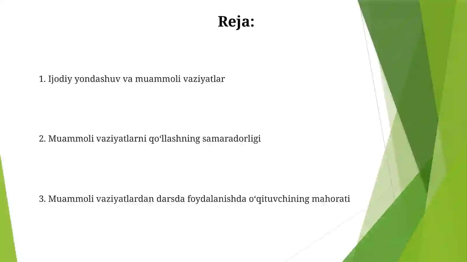 Dars jarayonida muammoli vaziyatlardan foydalanishda o'qituvchining mahorati va ijodkorligi 2