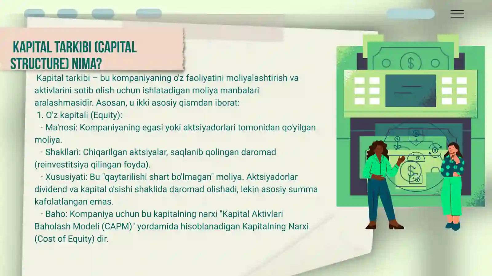 KAPITAL TARKIBI VA UNING BAHOSI 2