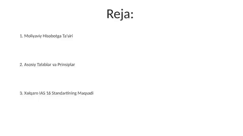 Xalqaro IAS 16 standartlarining maqsadi 2